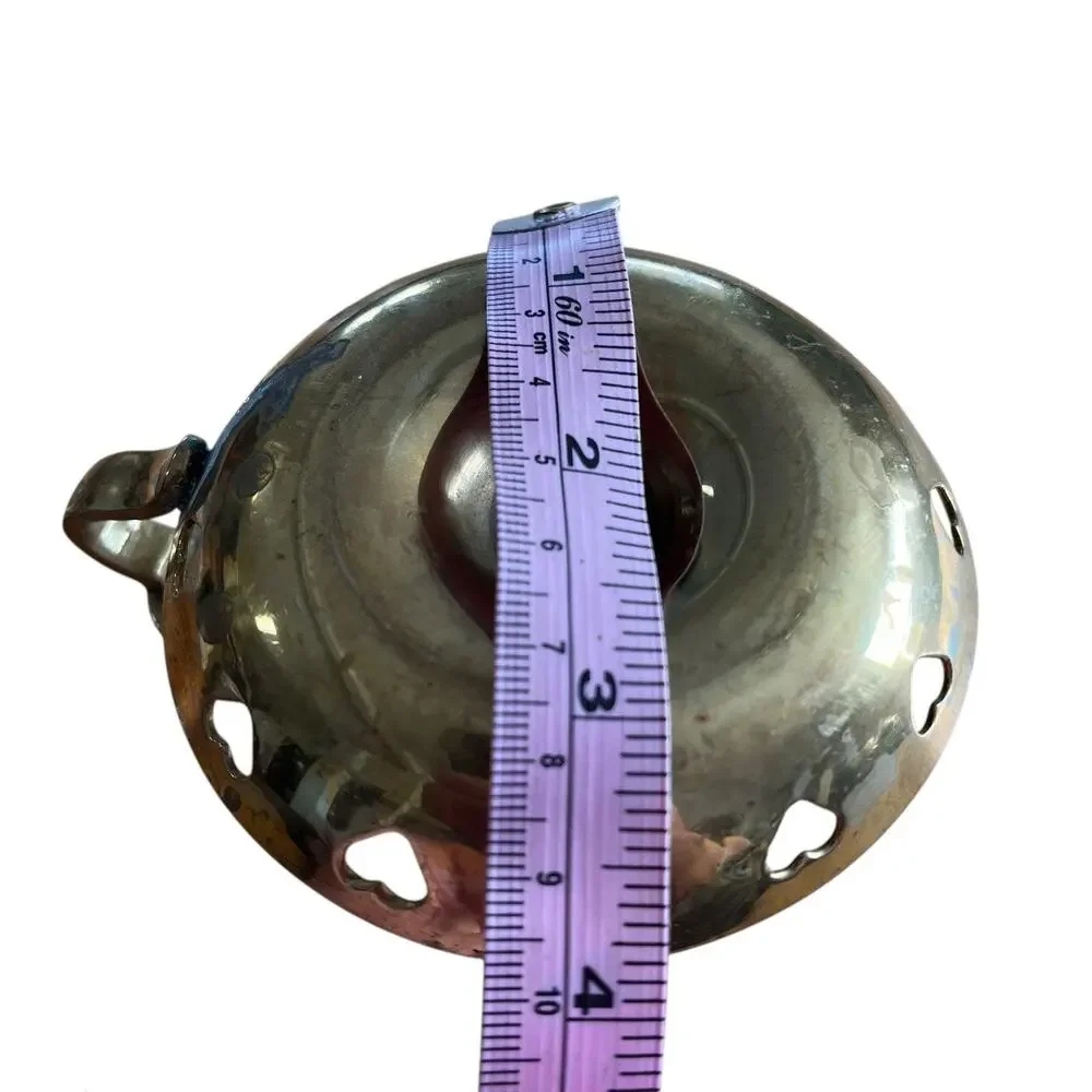 Brass Candlestick Holder Chamber Light Heart Cutouts Small Vintage Unpolished